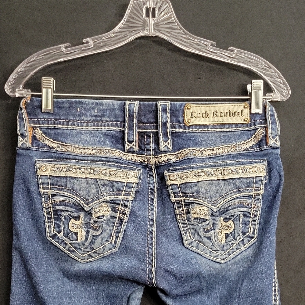 Rock Revival Women's Dark Blue Janet Jeans with Embroidered Back Pockets
